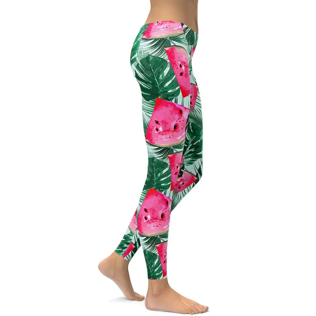 Palm Leaves & Watermelon Leggings