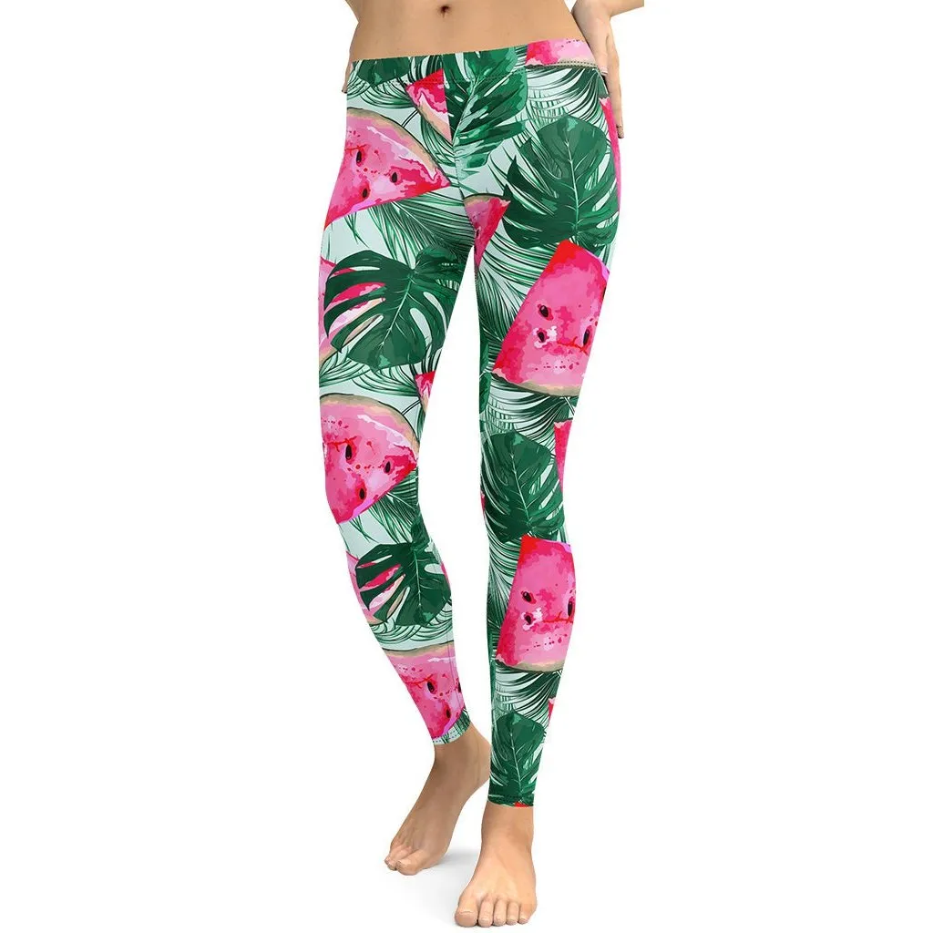 Palm Leaves & Watermelon Leggings