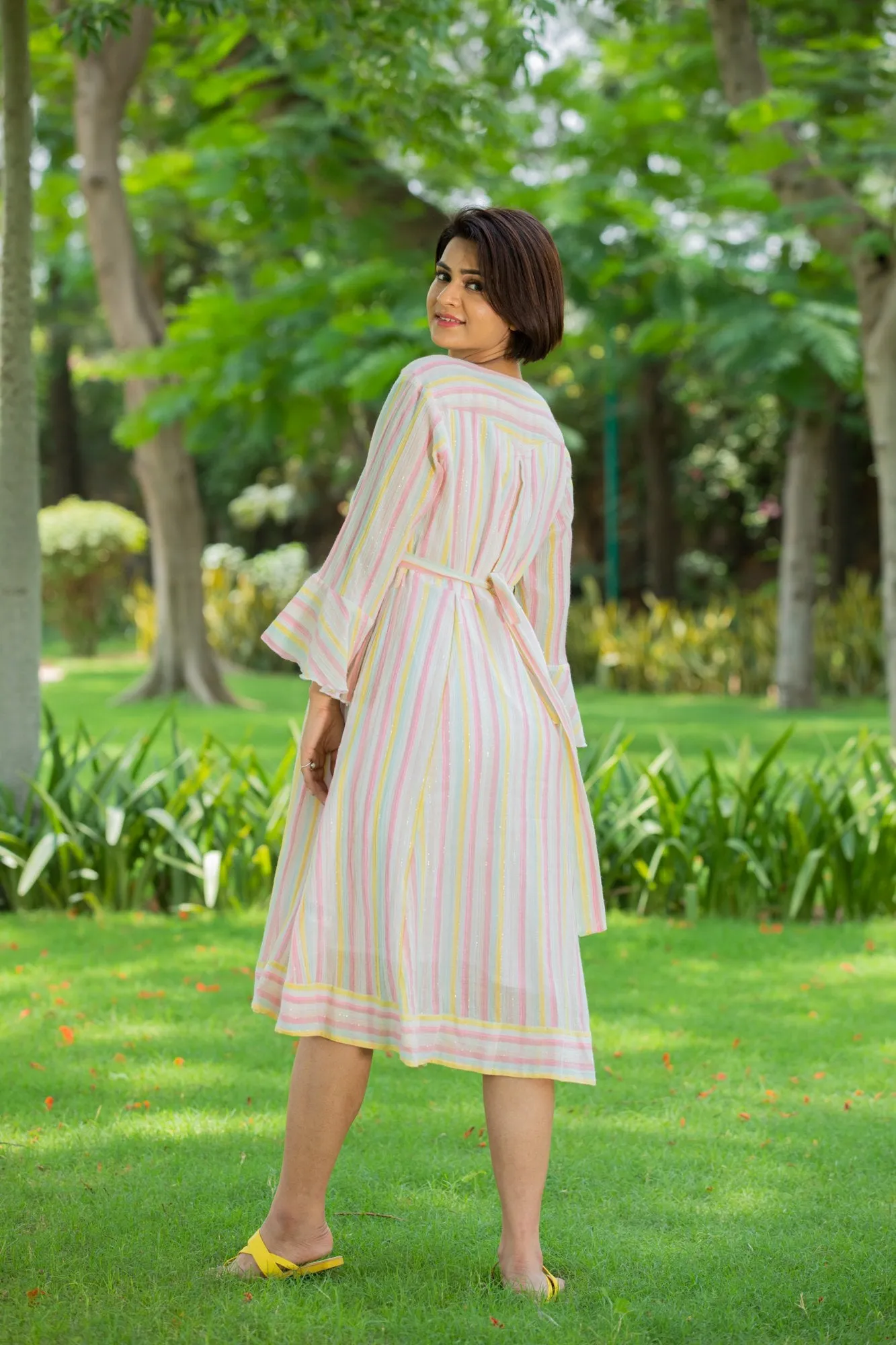 Pastel Striped Maternity & Nursing Dress