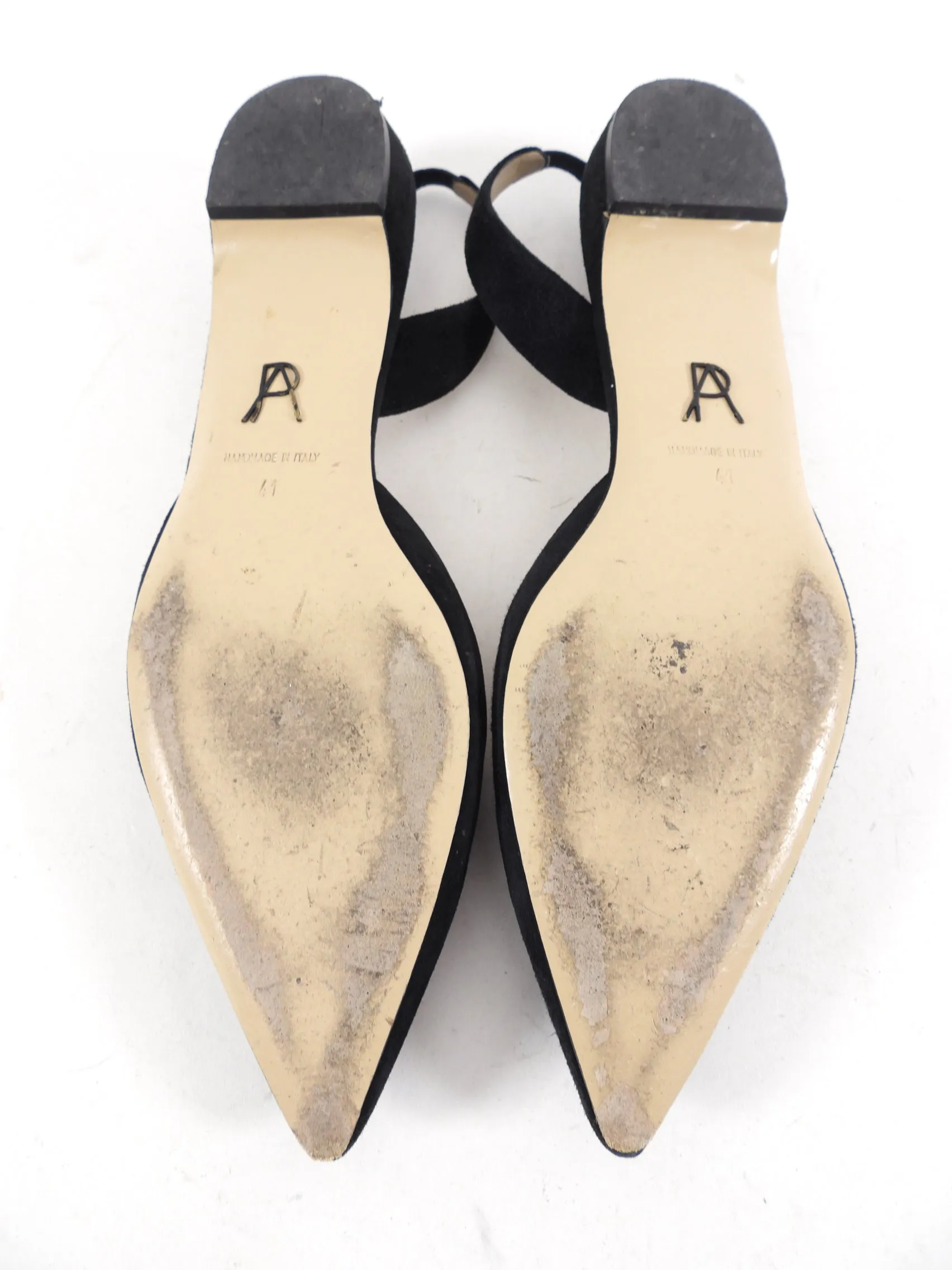 Paul Andrew Black Suede Slingback Flats - 41