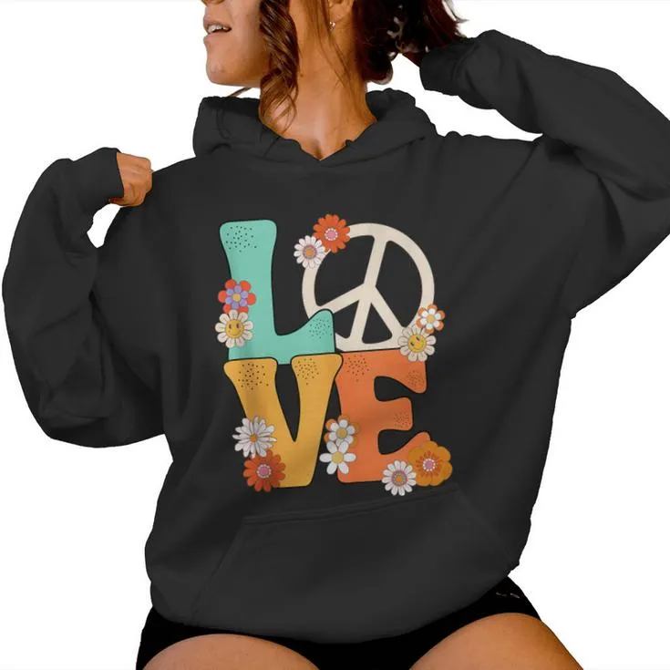 Peace Sign Love 60 S 70 S 70S Outfits For Women Women Hoodie