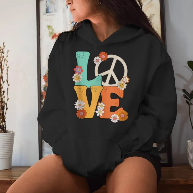 Peace Sign Love 60 S 70 S 70S Outfits For Women Women Hoodie