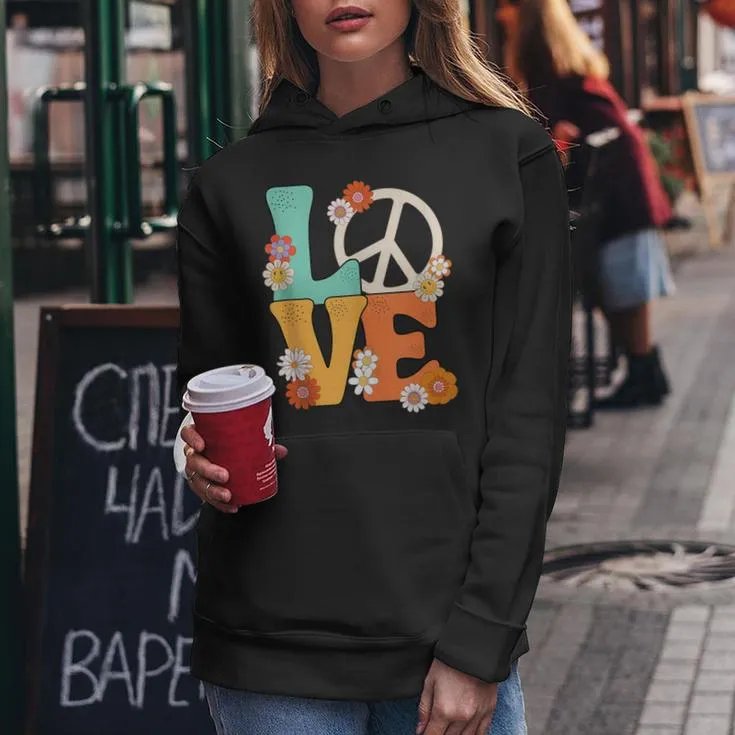 Peace Sign Love 60 S 70 S 70S Outfits For Women Women Hoodie