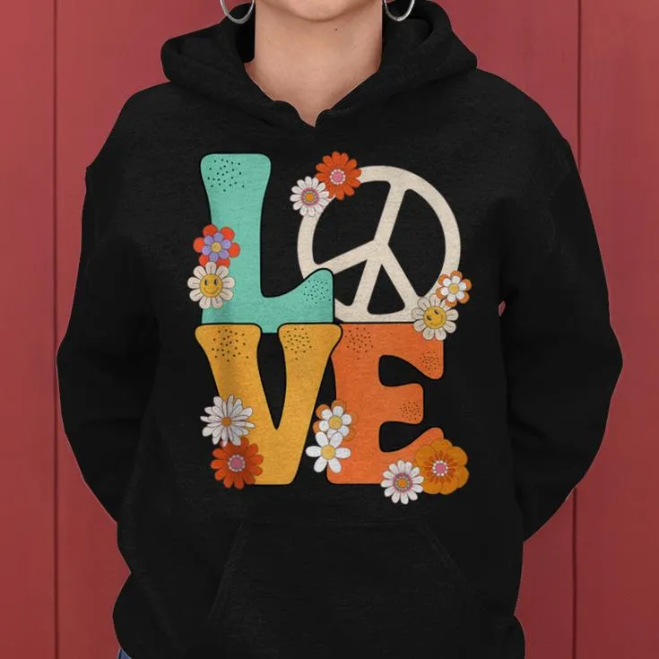 Peace Sign Love 60 S 70 S 70S Outfits For Women Women Hoodie