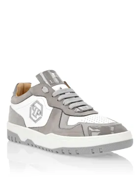 PHILIPP PLEIN Mix Leather Lo-Top Sneakers