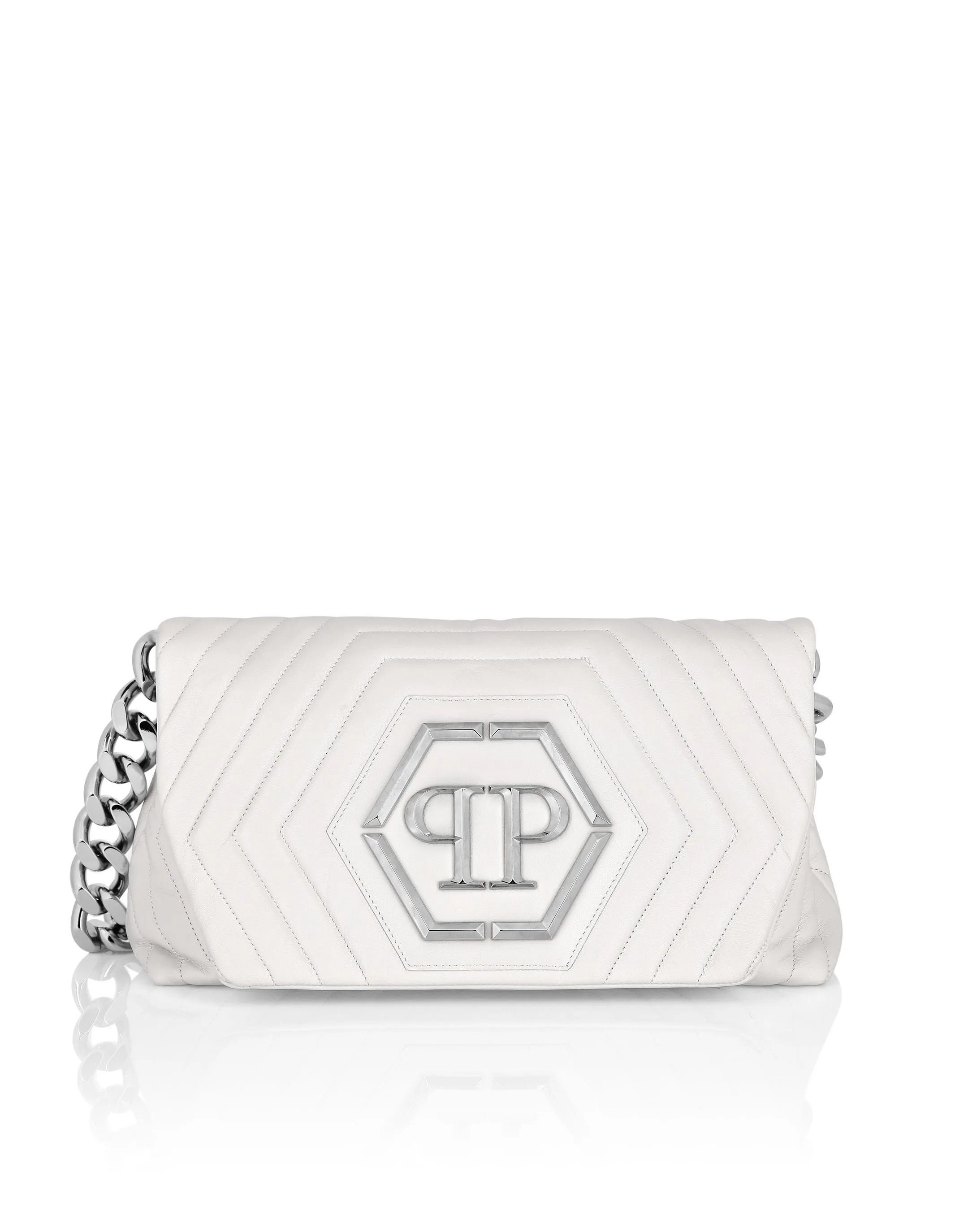 PHILIPP PLEIN Small Nappa Matellase` Shoulder Bag Hexagon