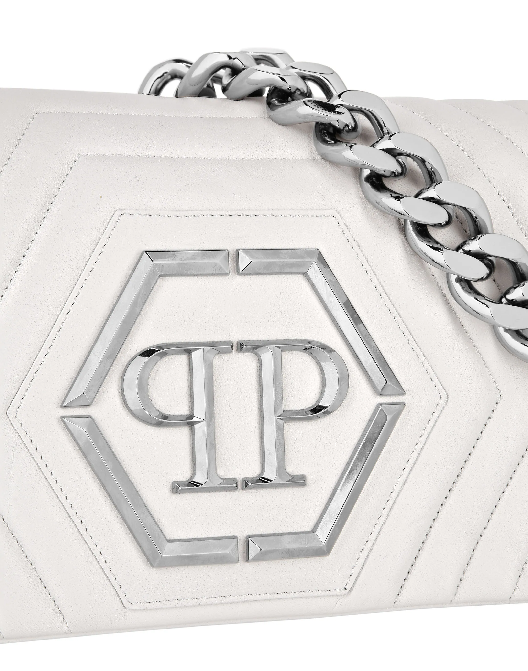 PHILIPP PLEIN Small Nappa Matellase` Shoulder Bag Hexagon