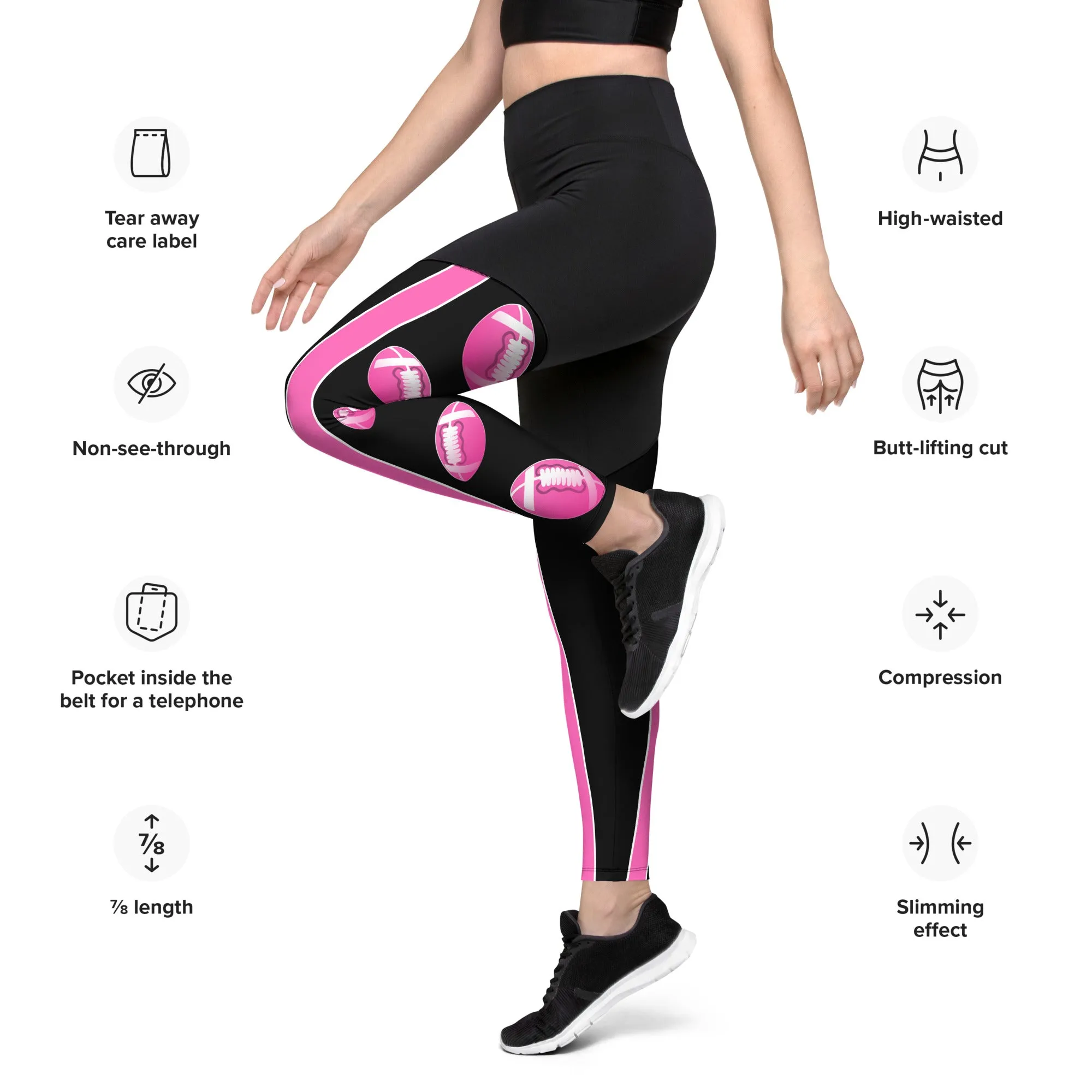 Pink Football Compression Leggings