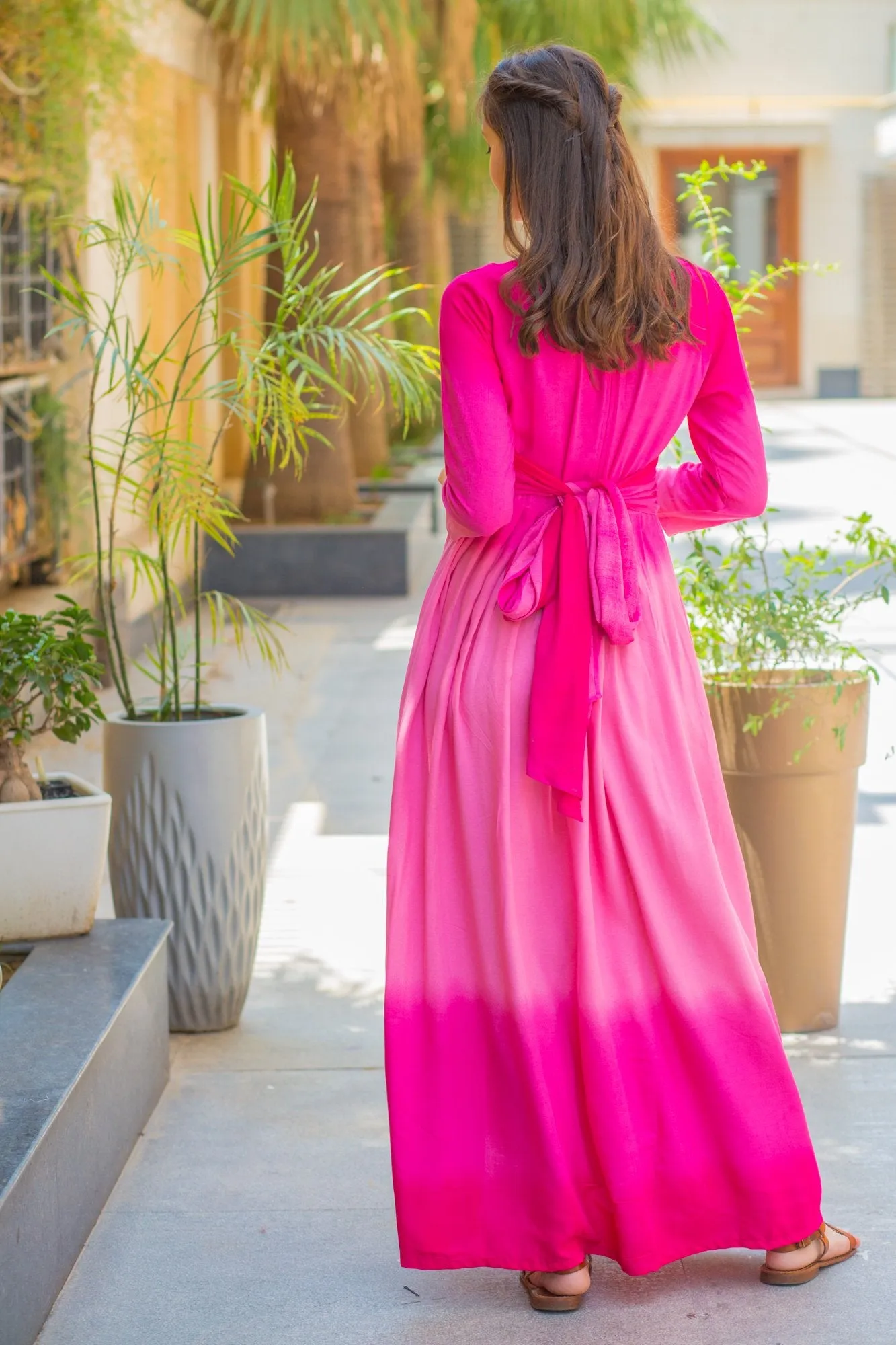 Pink Ombre Maternity Knot Dress