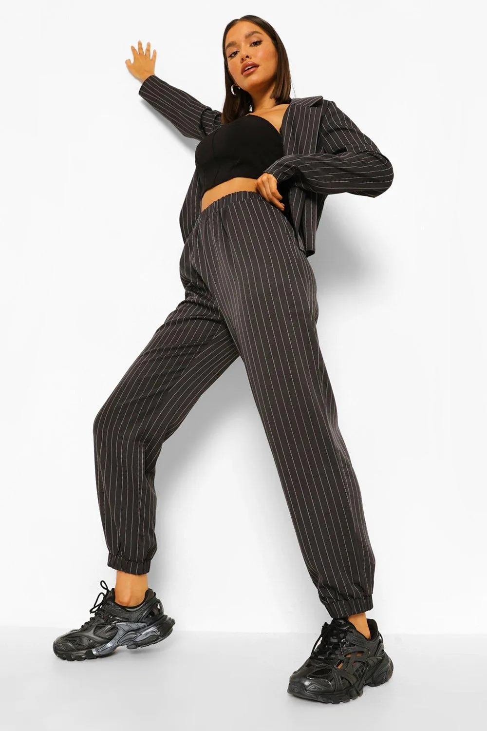 Pinstripe Relaxed Cargo Joggers