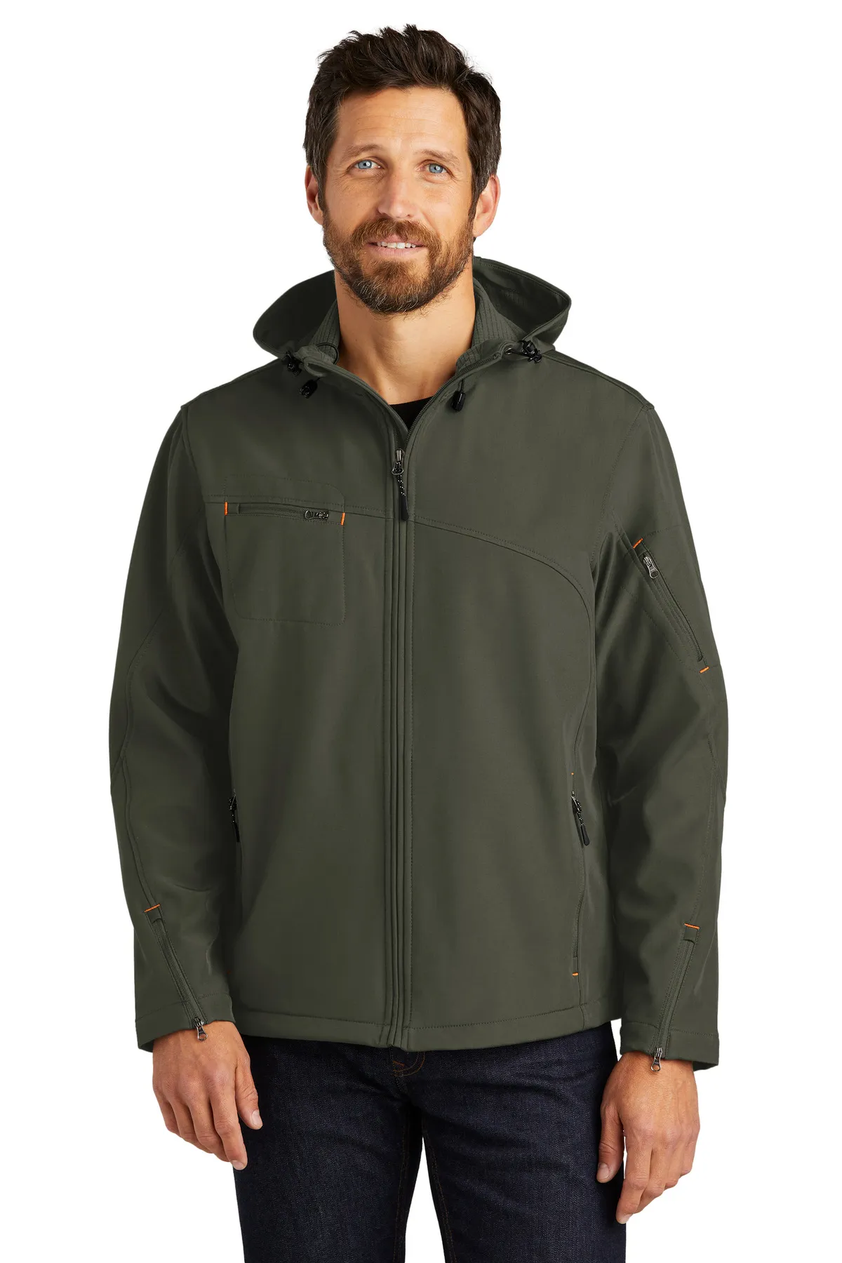 Port Authority Textured Hooded Soft Shell Jacket J706 SKU: J706