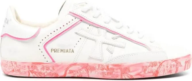 Premiata Stevend distressed leather sneakers White