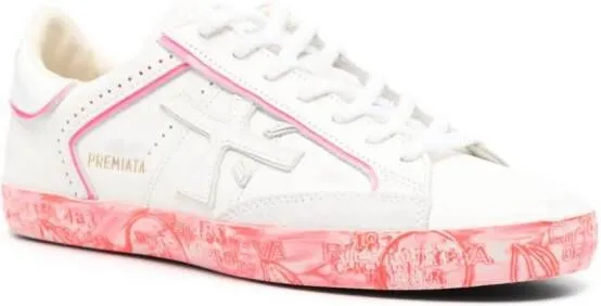 Premiata Stevend distressed leather sneakers White