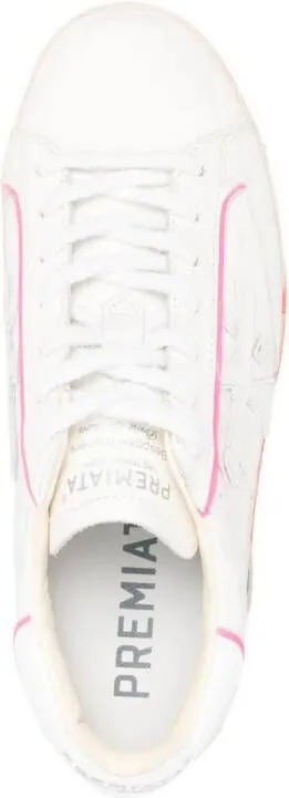 Premiata Stevend distressed leather sneakers White