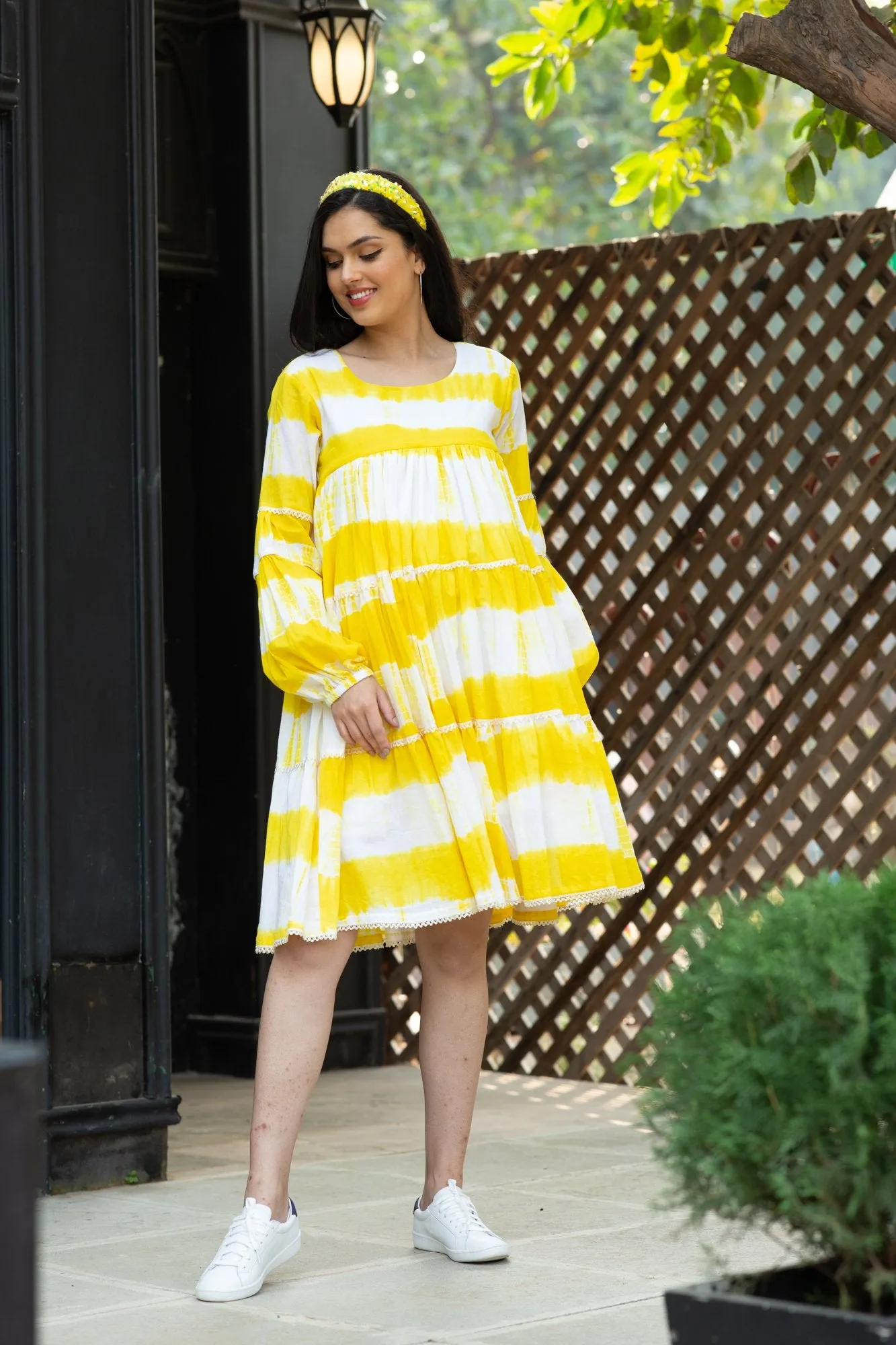 Premium Sunshine Mulmul Maternity & Nursing Frill Dress