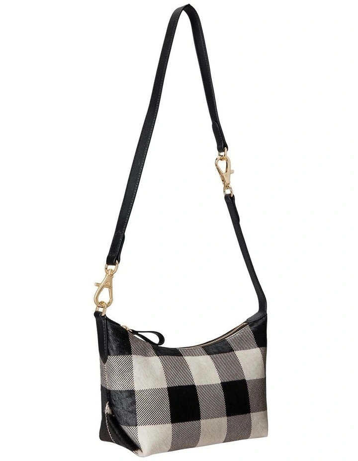 Print Haircalf Small Kassie Shoulder Bag in Black