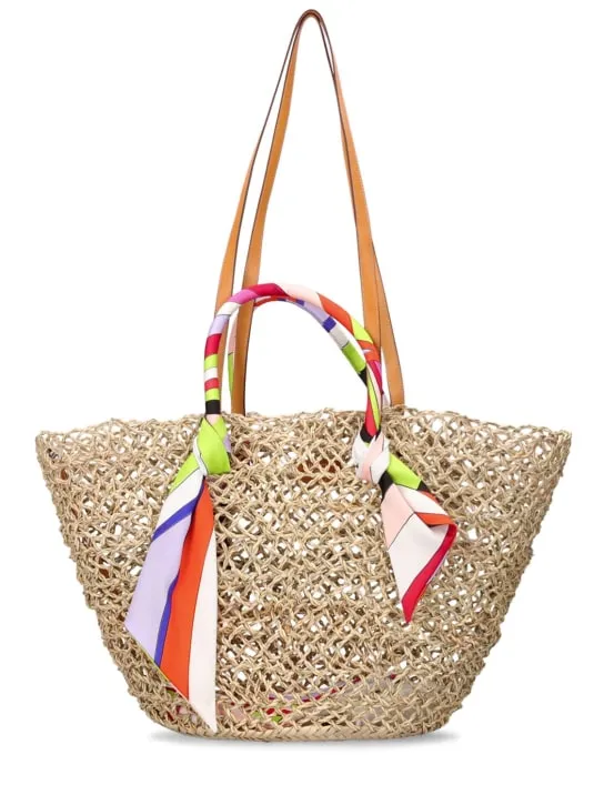 Pucci   Basket straw & twill shoulder bag 