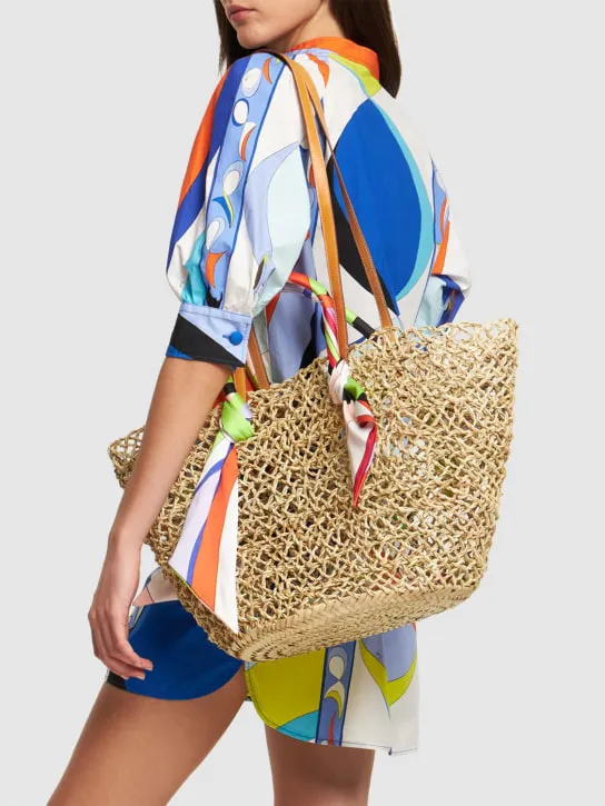 Pucci   Basket straw & twill shoulder bag 