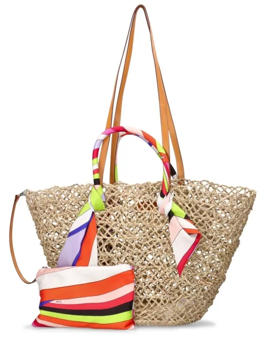 Pucci   Basket straw & twill shoulder bag 