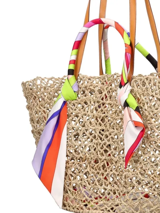 Pucci   Basket straw & twill shoulder bag 