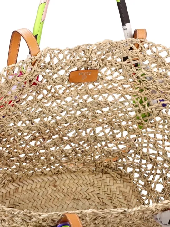 Pucci   Basket straw & twill shoulder bag 