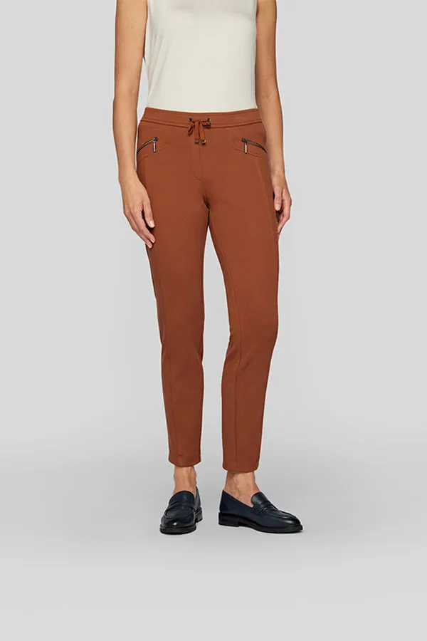 Rabe & LecomteBROWN ZIPPED POCKETS DRAWSTRING BASIC TROUSERS