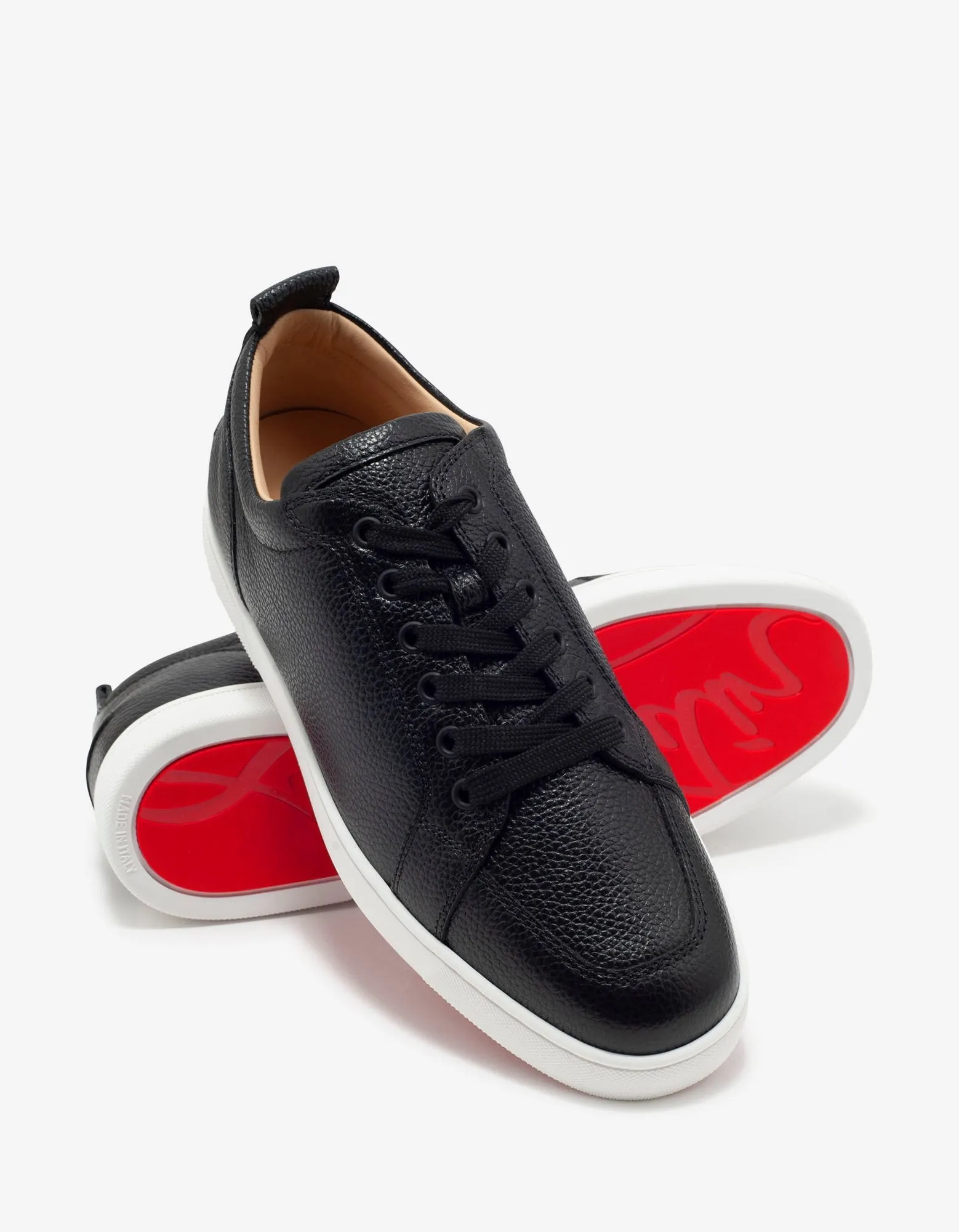 Rantulow Black Grain Leather Trainers -