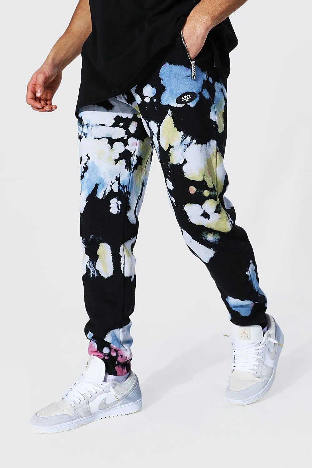 Regular Official Man Tie Dye Zip Joggers | boohooMAN UK