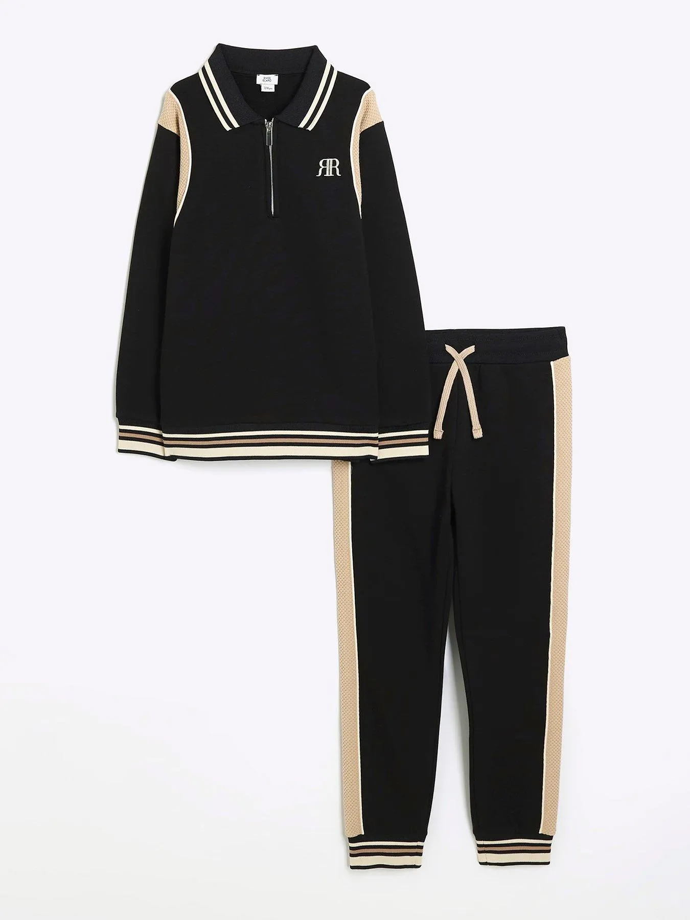 River Island Boys Taped Sweatshirt And Joggers Set - Black