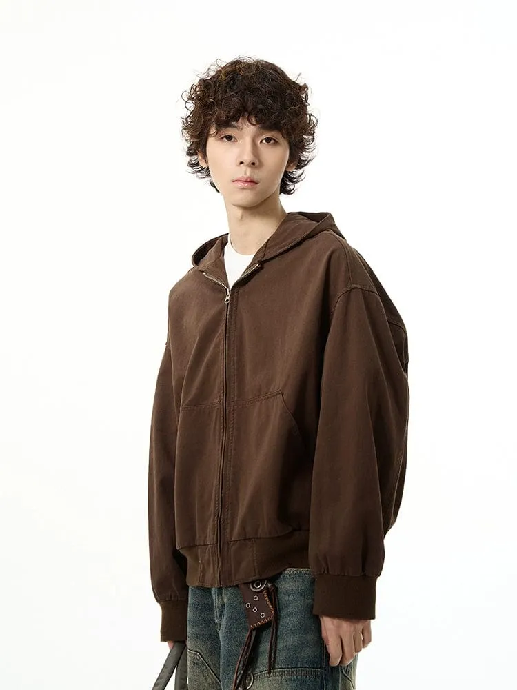 RT No. 11227 DARK BROWN ZIP-UP RELAX HOODIE