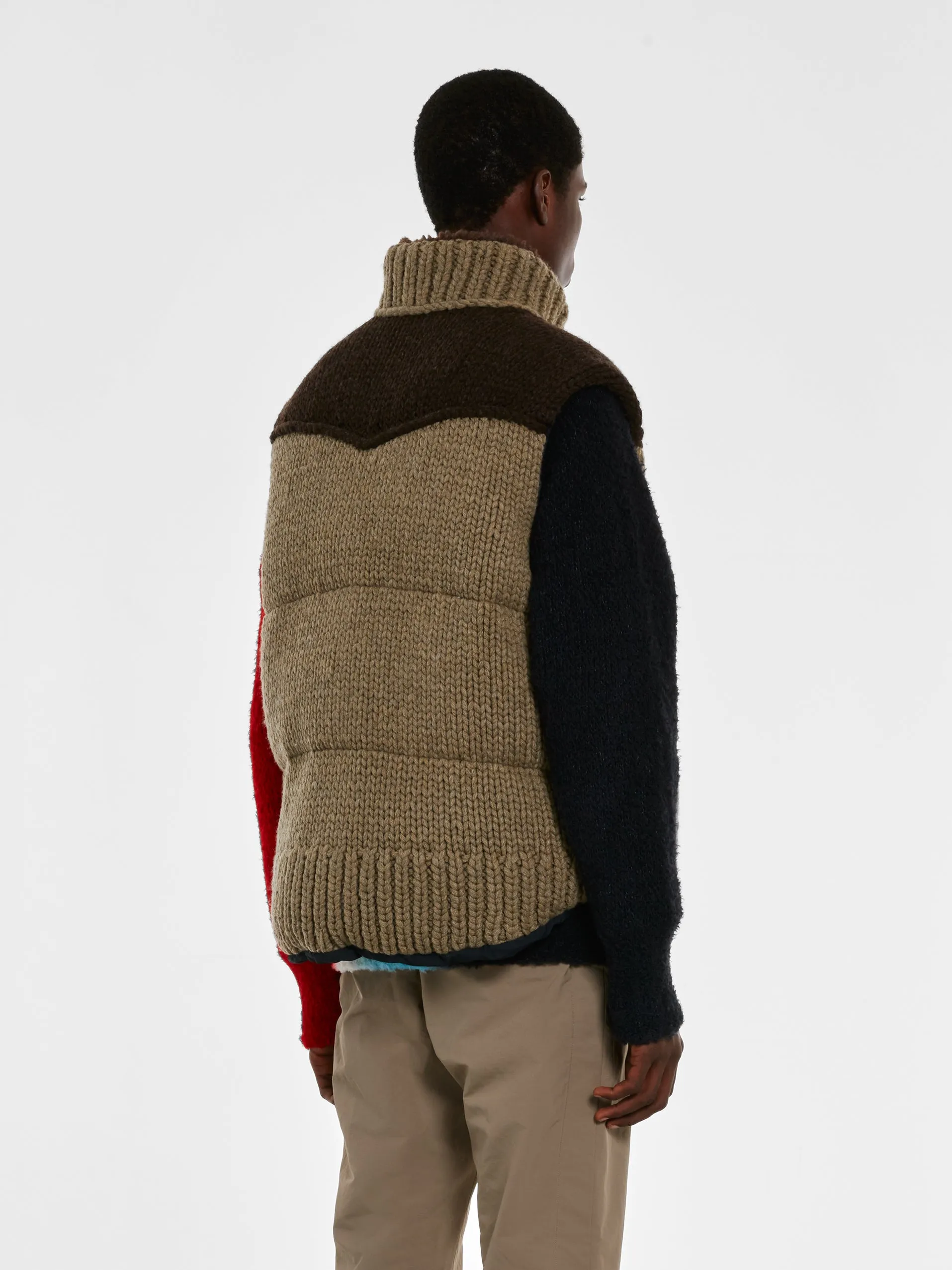 sacai Men’s Padded Knit Vest  Beige