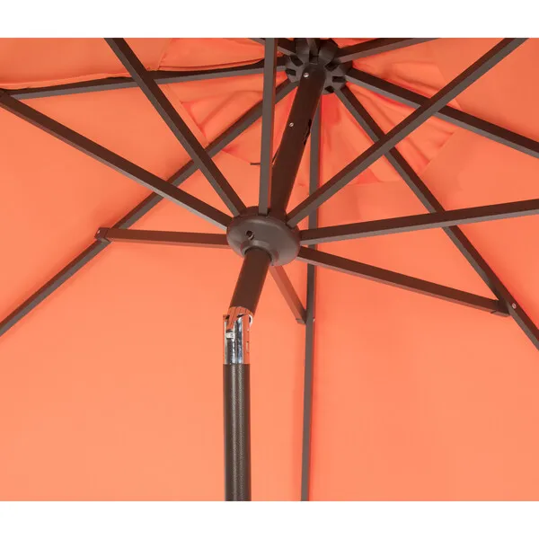 Safavieh UV-Resistant Zimmerman 9' Crank Push-Button Tilt Umbrella, Orange