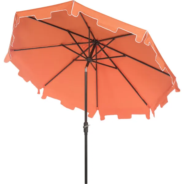 Safavieh UV-Resistant Zimmerman 9' Crank Push-Button Tilt Umbrella, Orange