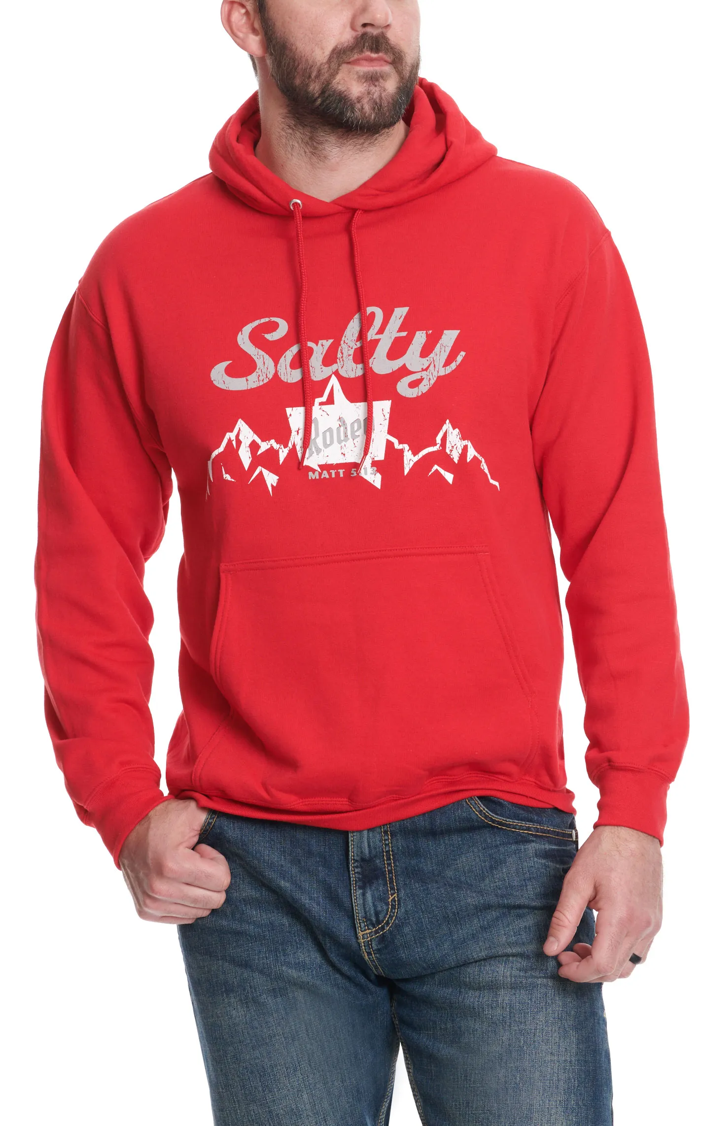 Salty Rodeo Men's Red Fire & Ice Mountain Logo Graphic Hoodie