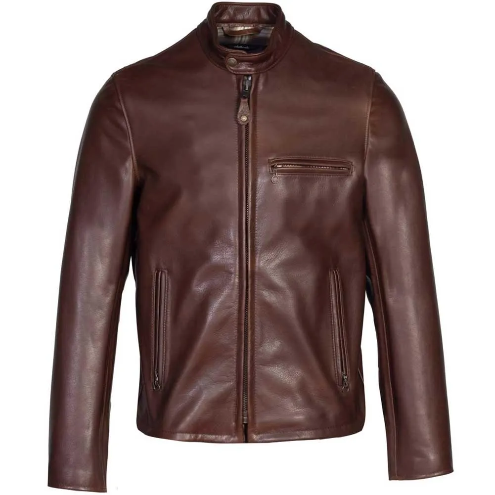 Schott NYC Mens 530 Waxed Cowhide Cafe Racer Jacket