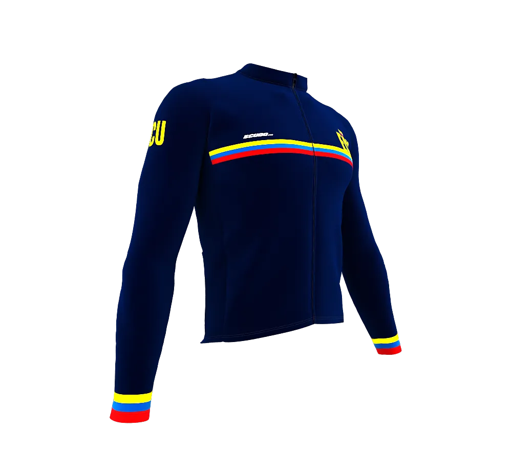 ScudoPro Pro Thermal Long Sleeve Cycling Jersey Country CODE Ecuador Blue | Men and Women