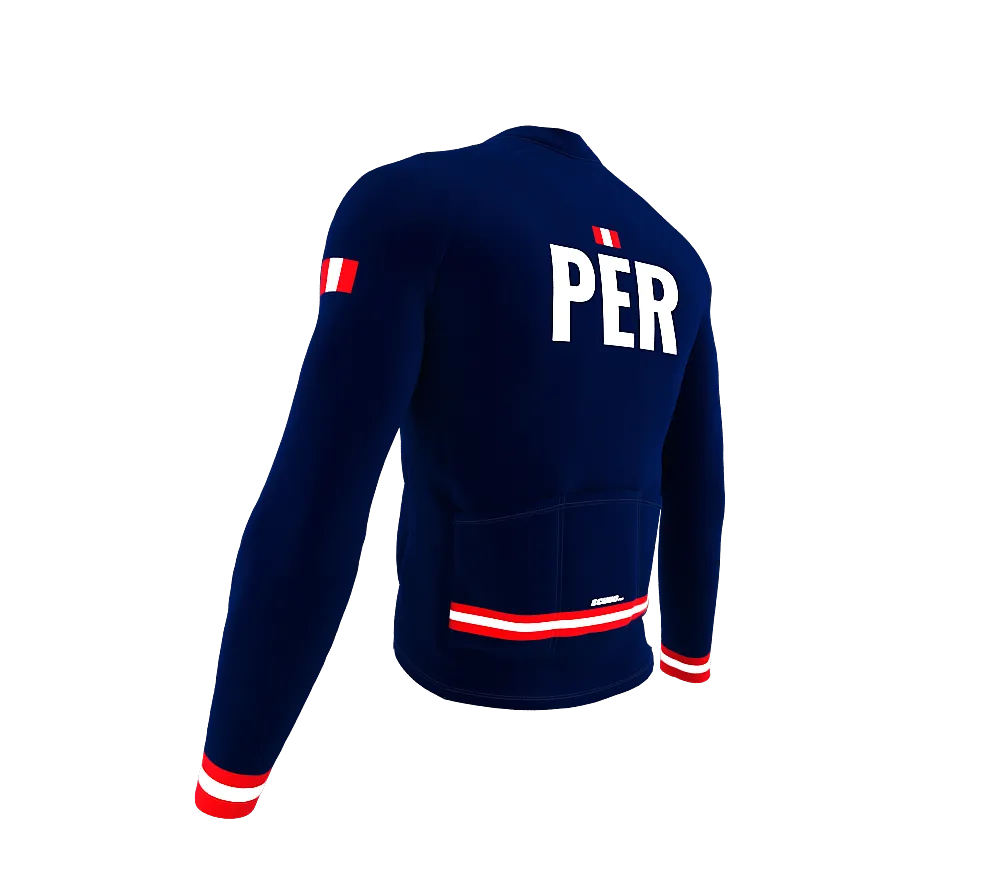 ScudoPro Pro Thermal Long Sleeve Cycling Jersey Country CODE Peru Blue | Men and Women