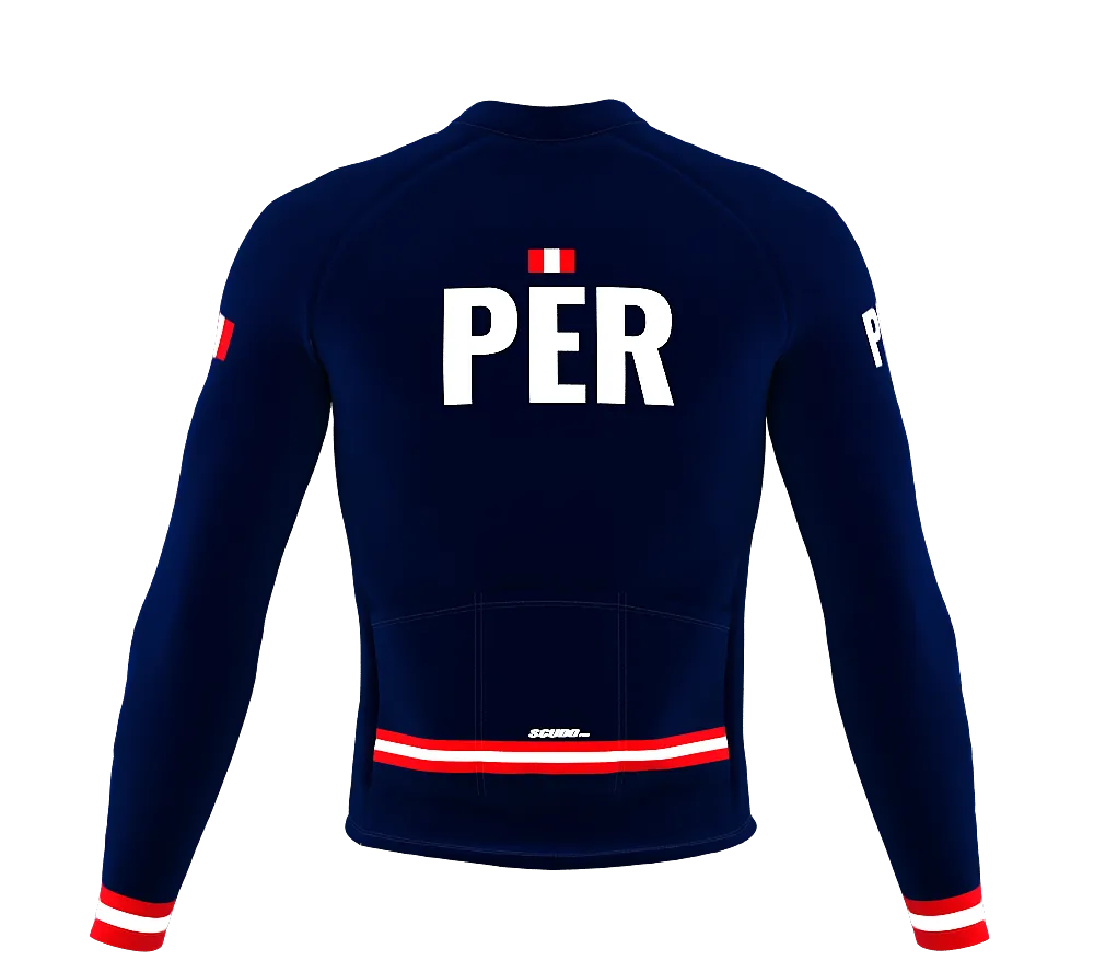 ScudoPro Pro Thermal Long Sleeve Cycling Jersey Country CODE Peru Blue | Men and Women