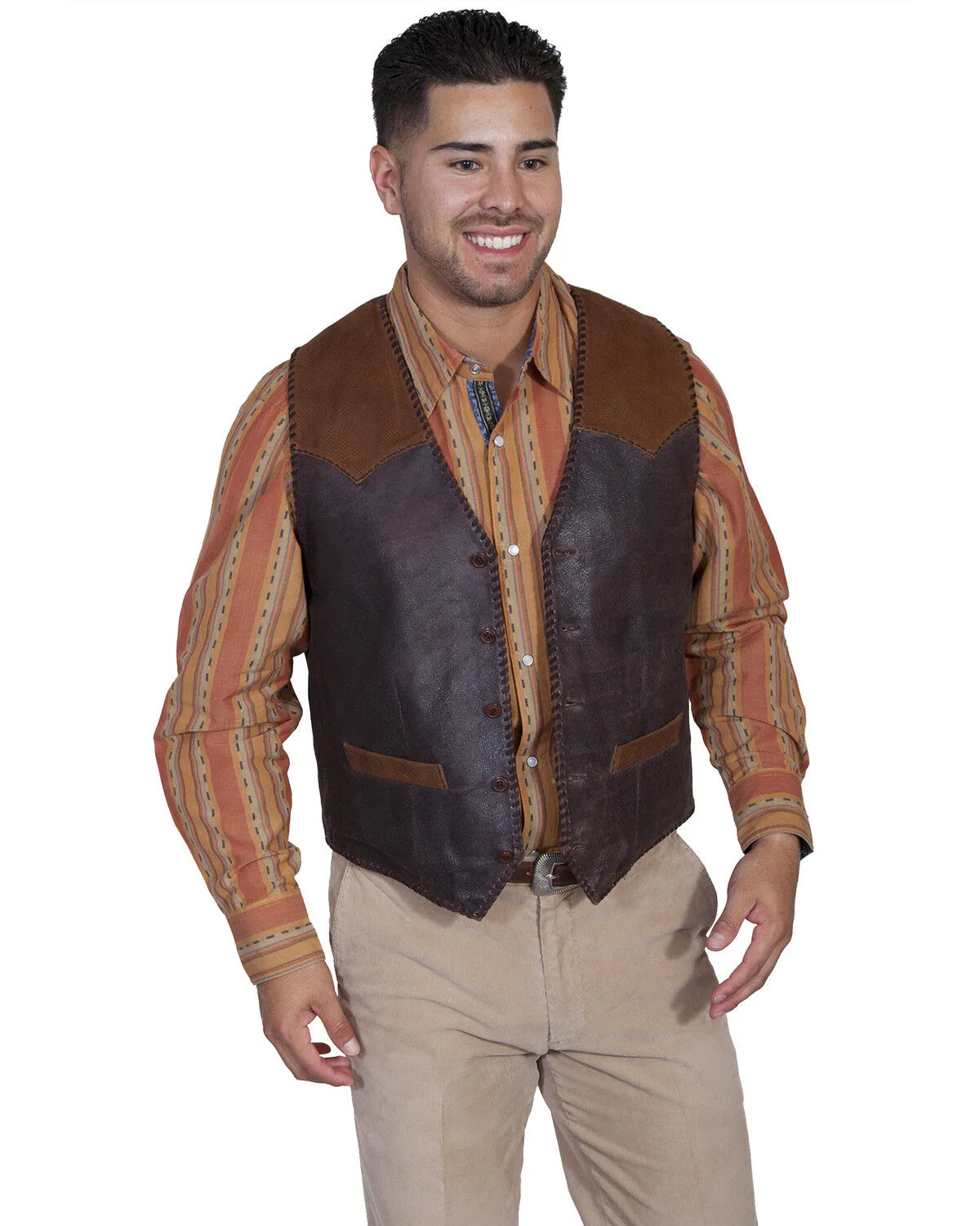 Scully Men's Suede Yoke Vest