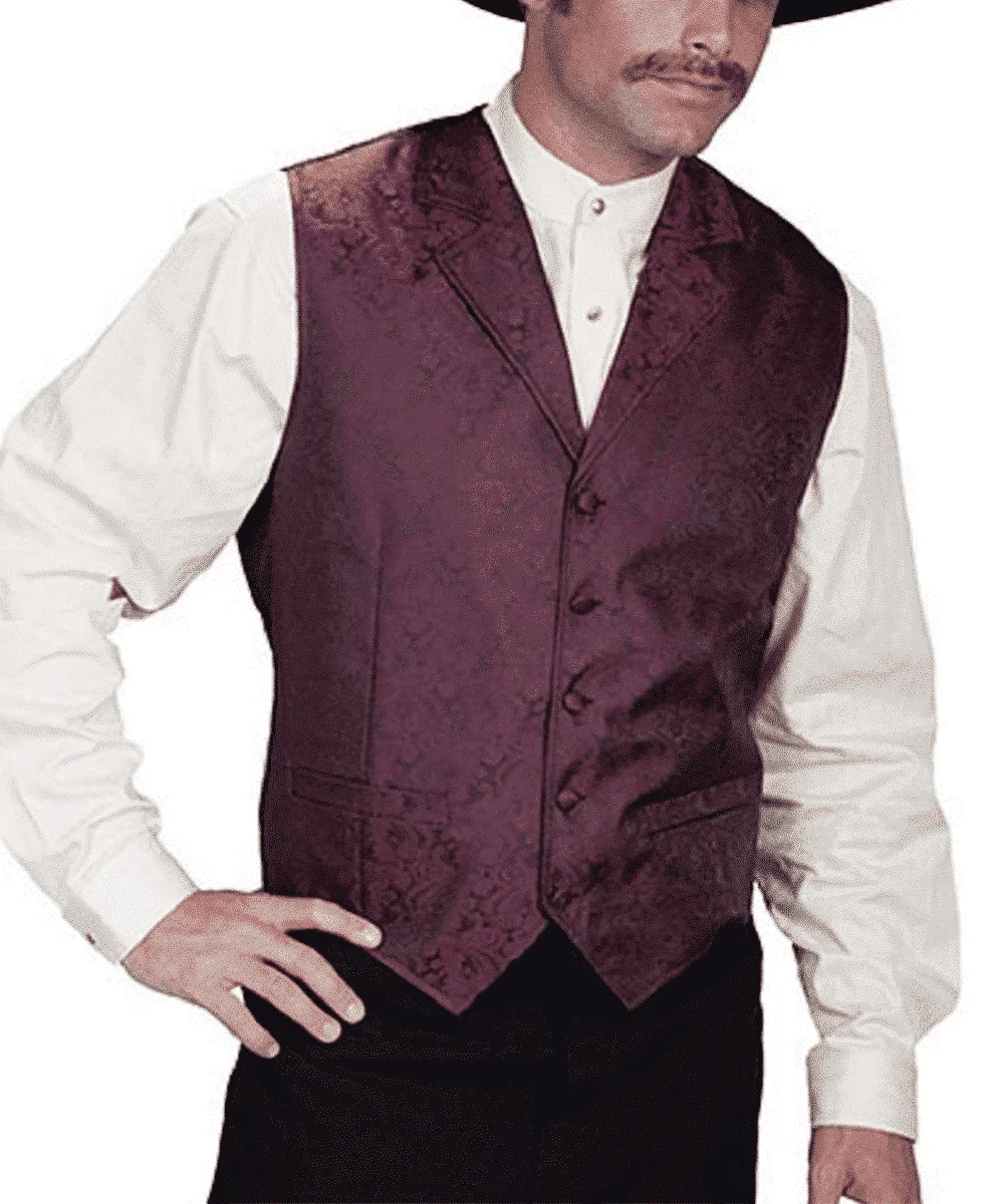 Scully Men's Burgundy Paisley Vest