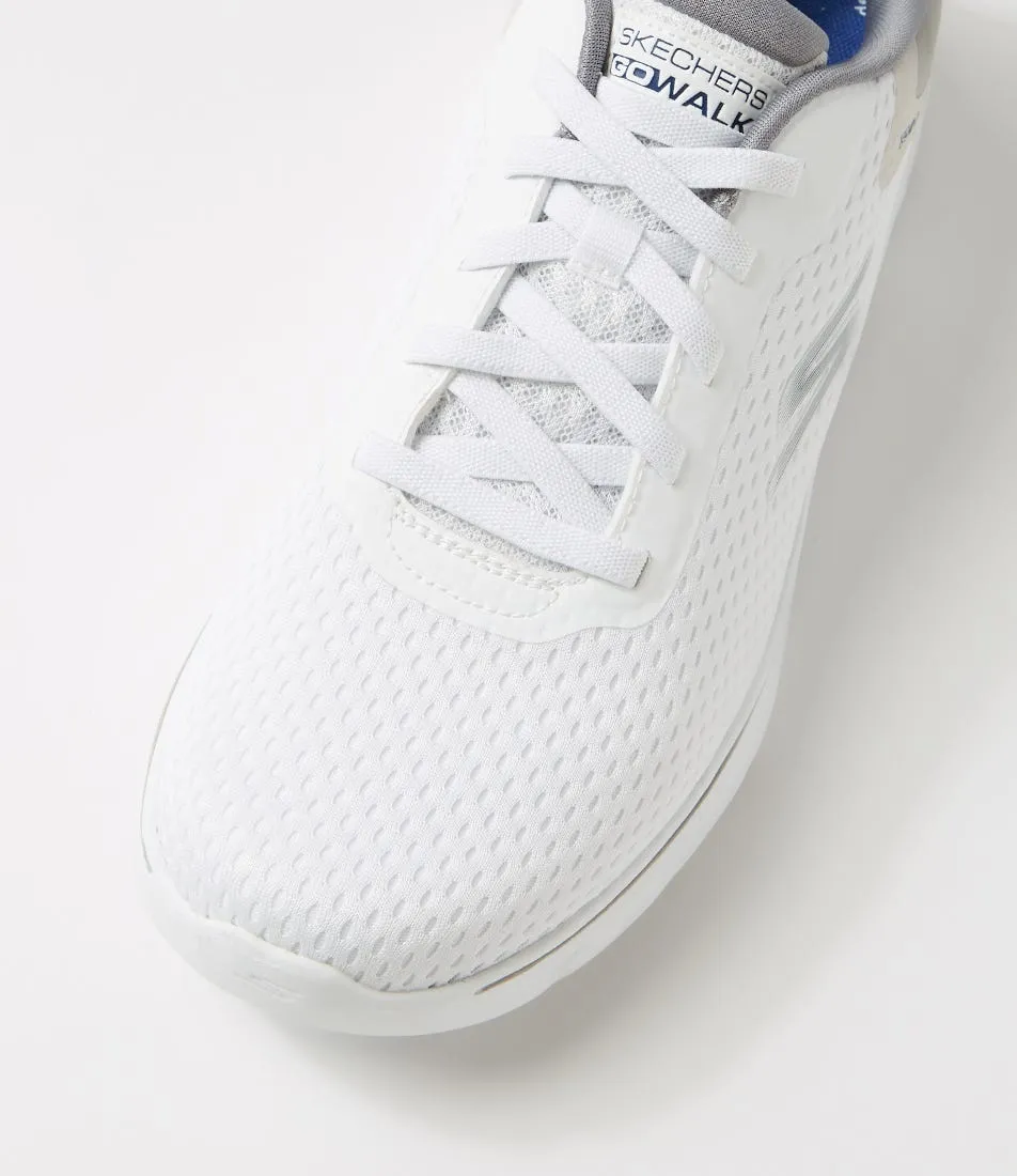 SKECHERS Go Walk 7 White Grey Knit Sneakers