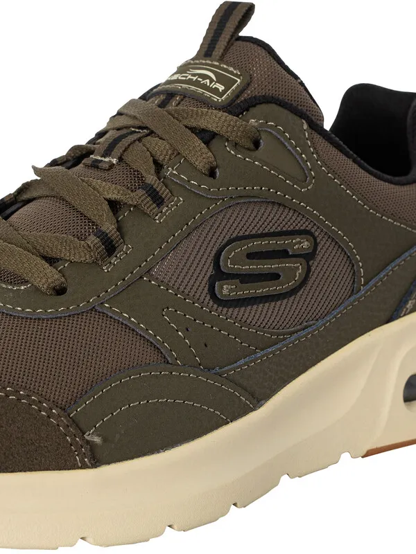 Skechers Skech-Air Court Homegrown Leather Trainers - Olive