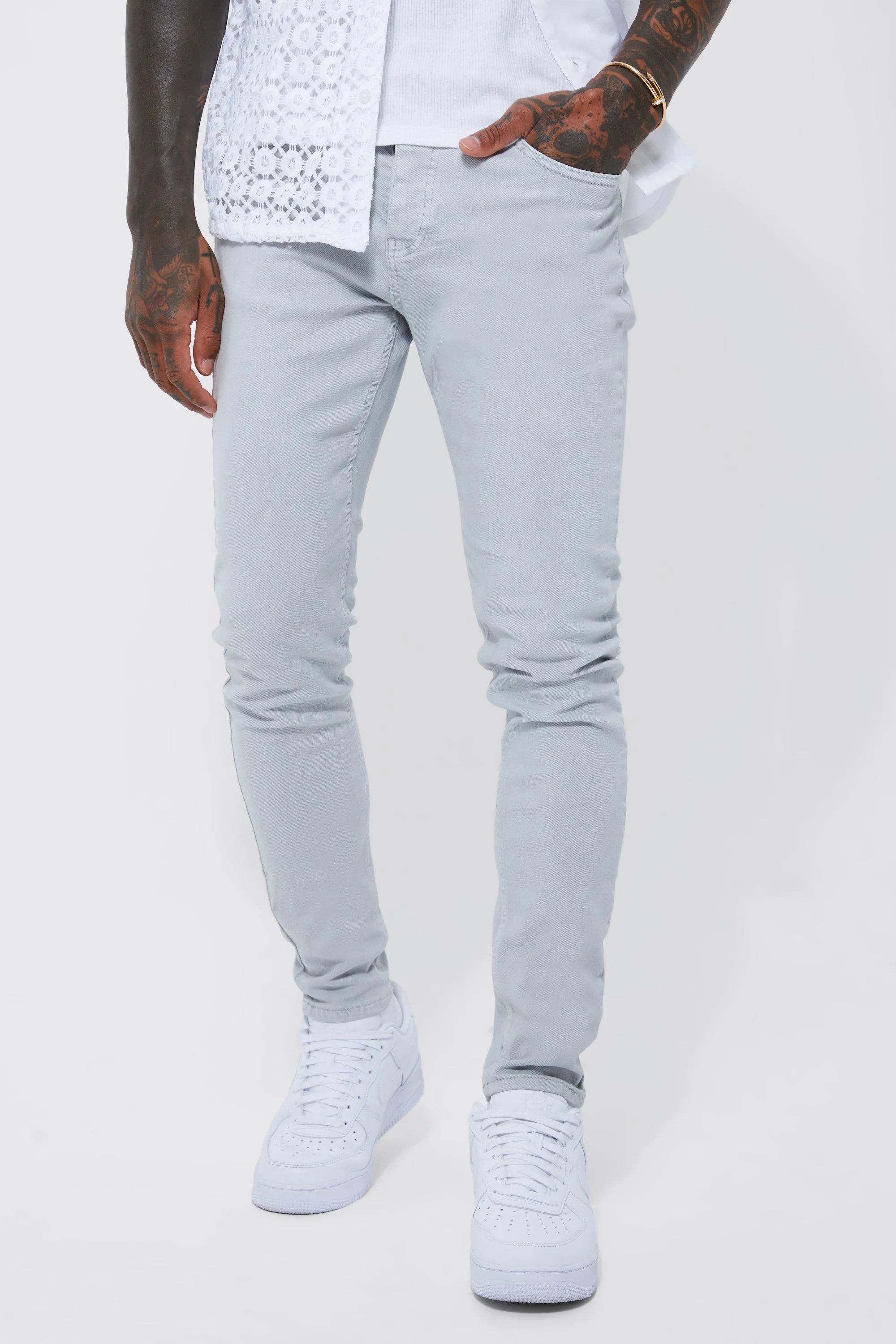 Skinny Stretch Overdyed Stone Wash Jeans