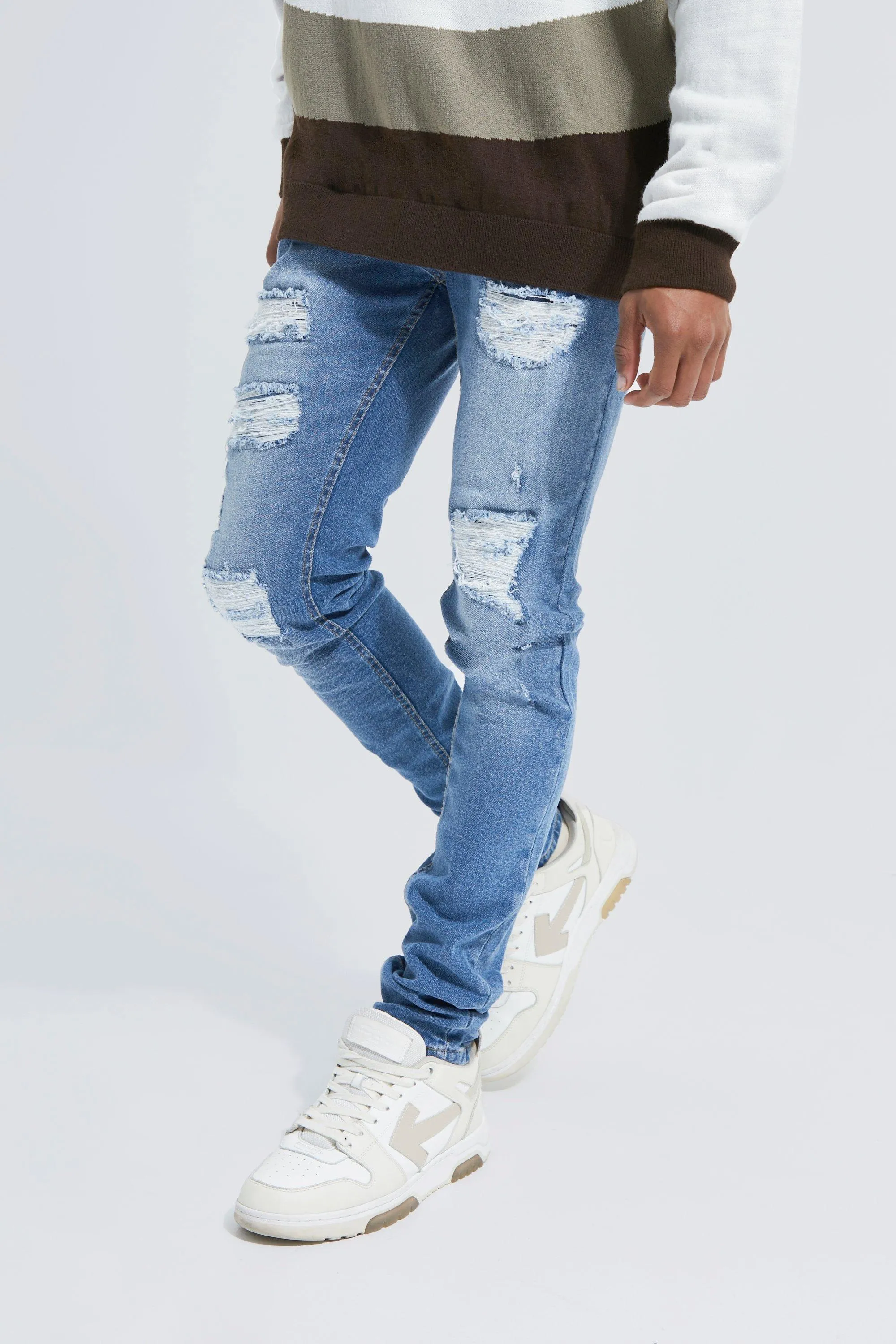 Skinny Stretch Rip & Repair Stacked Jeans