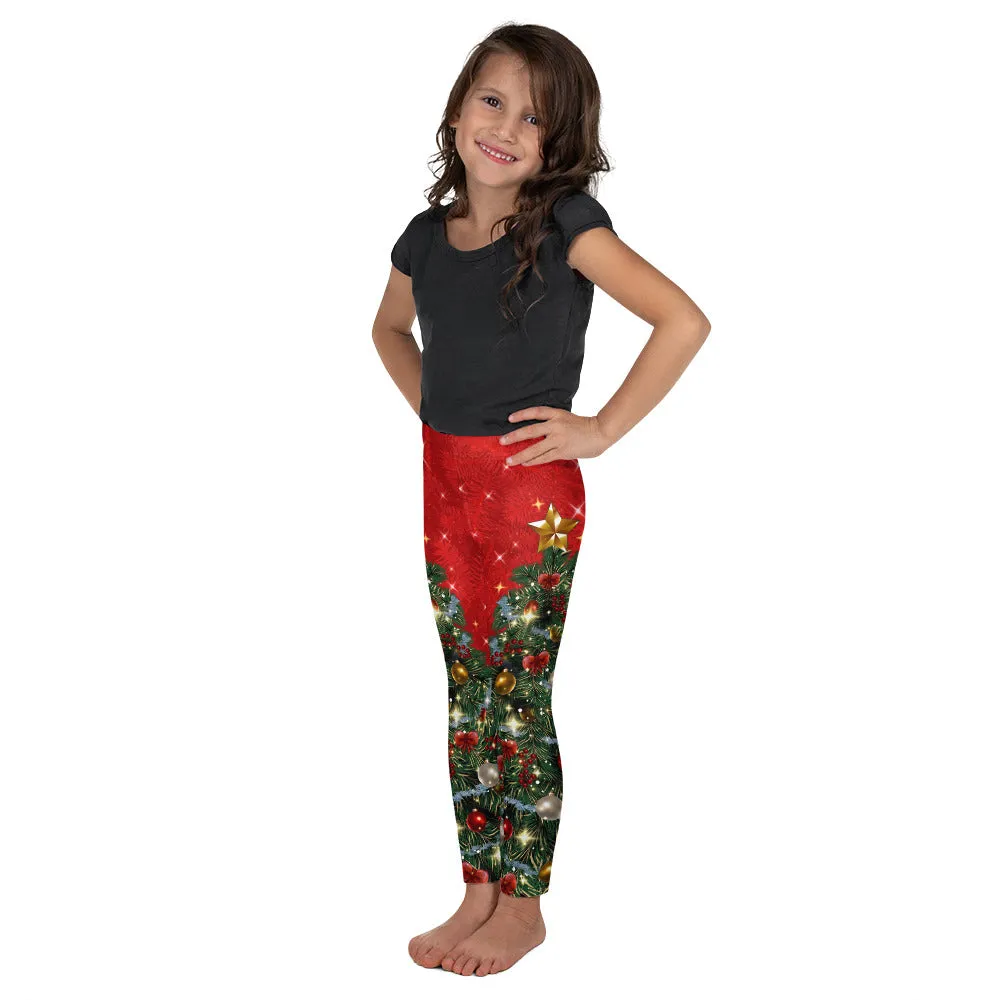 Sparkly Print Christmas Tree Kid's Leggings