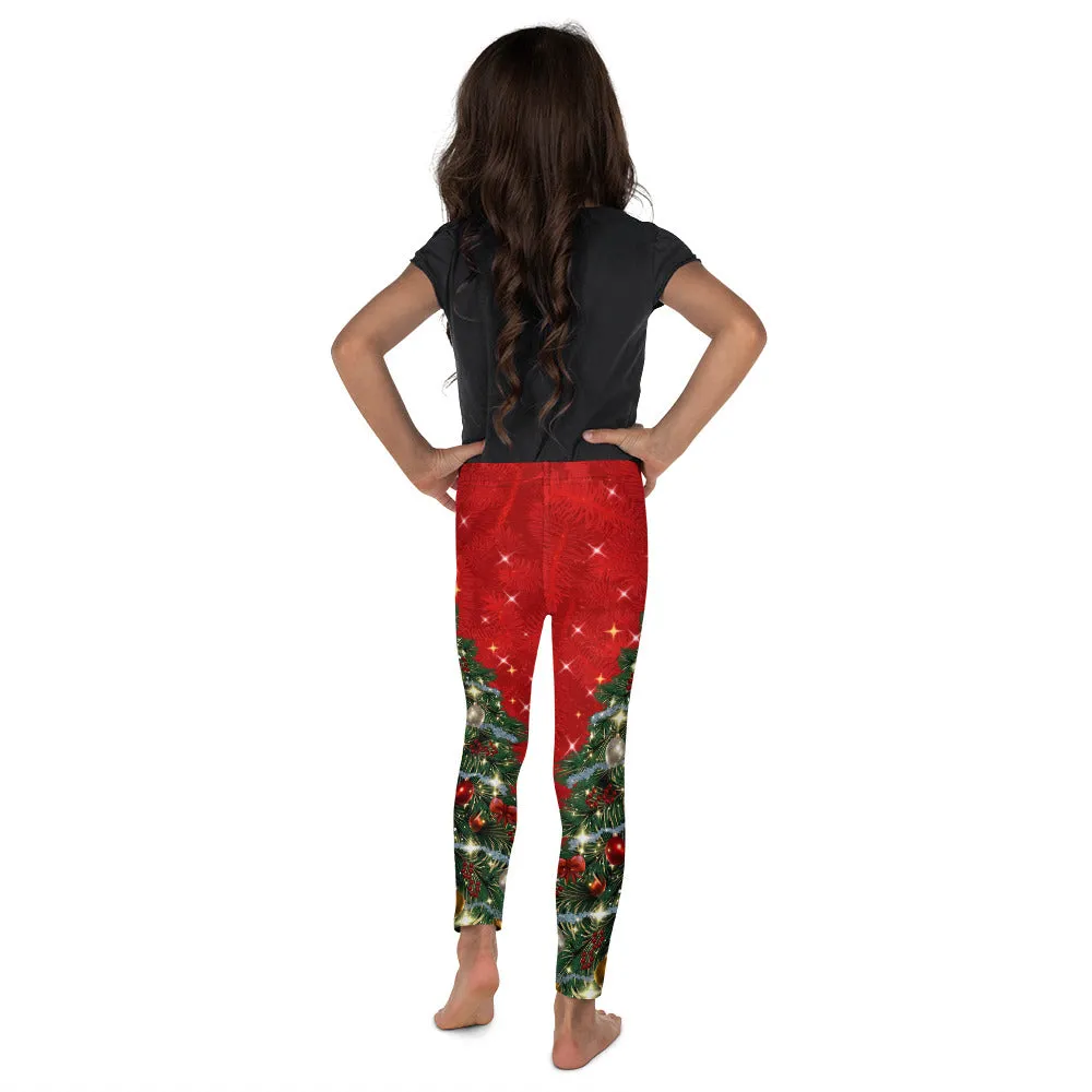 Sparkly Print Christmas Tree Kid's Leggings