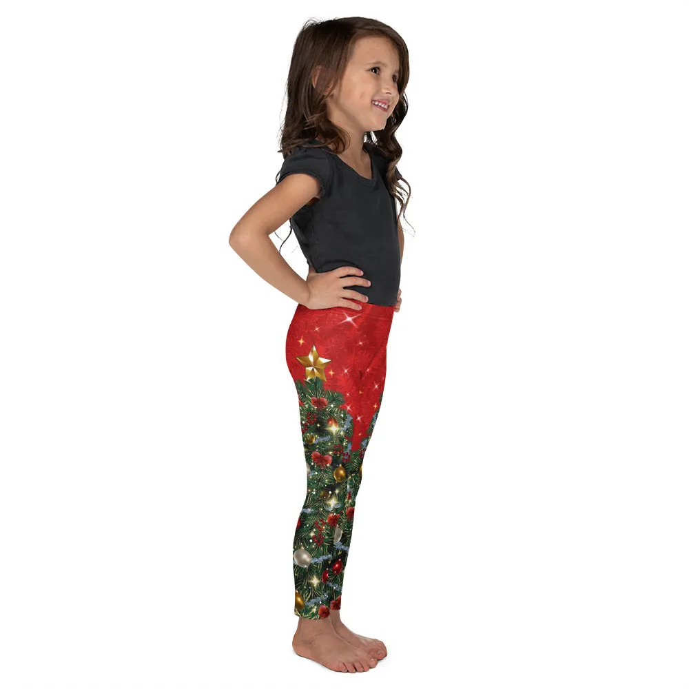 Sparkly Print Christmas Tree Kid's Leggings