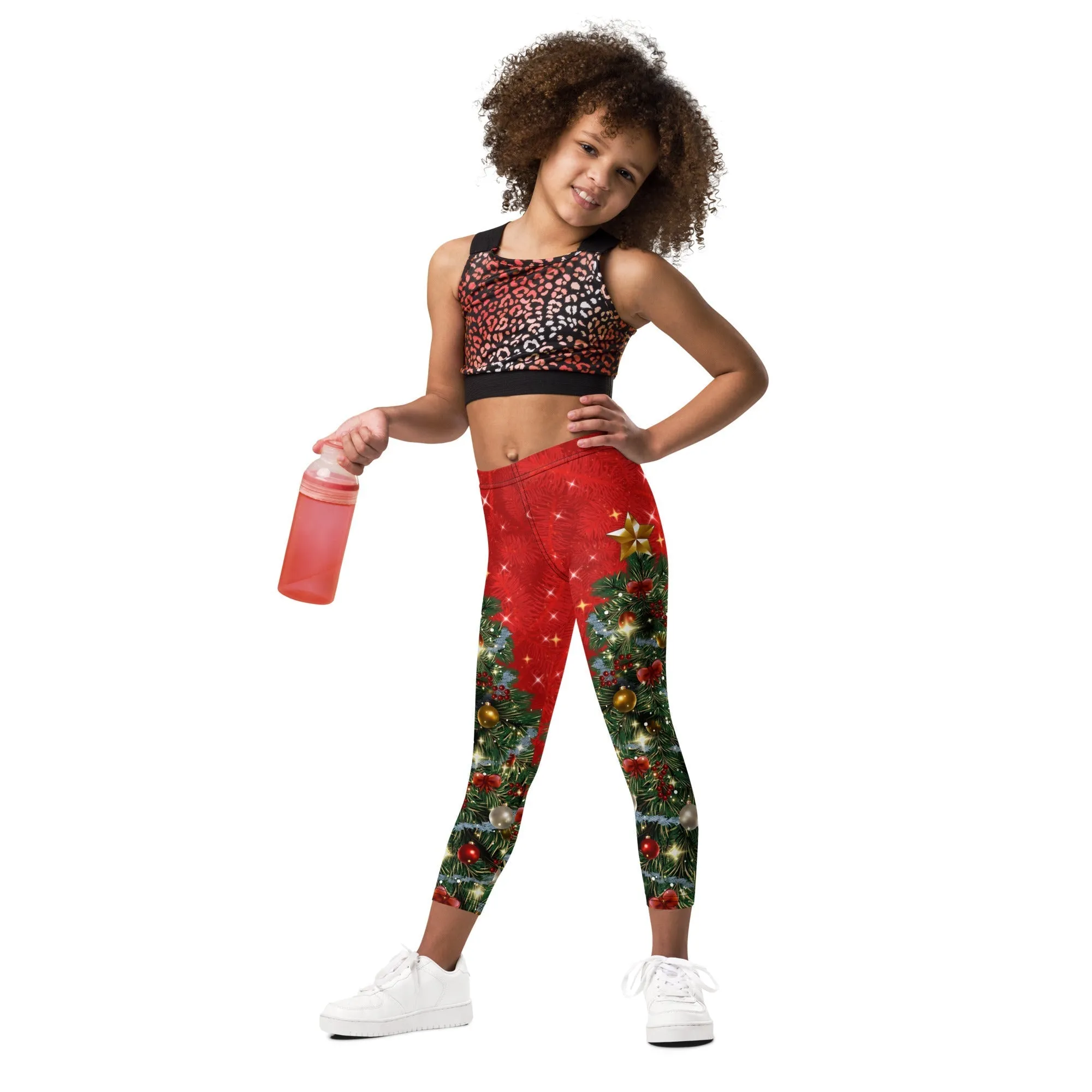 Sparkly Print Christmas Tree Kid's Leggings