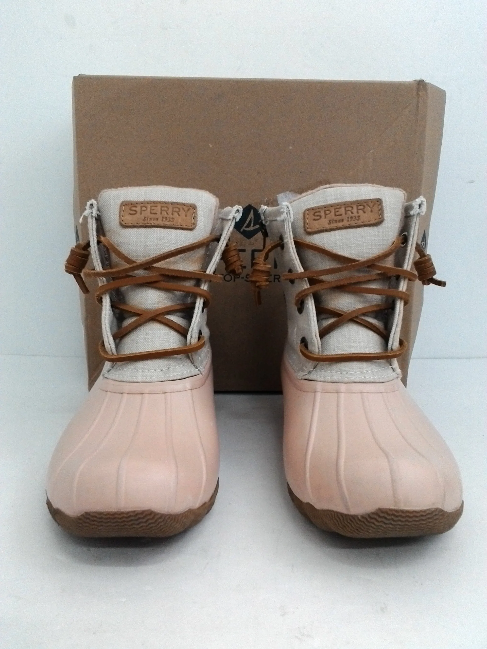 Sperry Women's Salt Water Cancas Rose/Oat Rain Boot Size 5.5 M