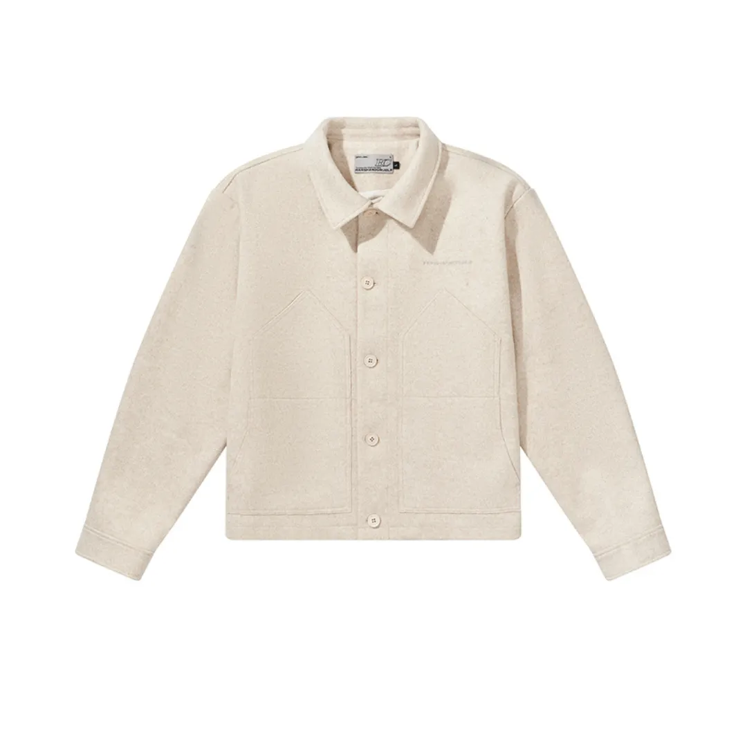 Stitched Pocket Woolen Shirt Jacket